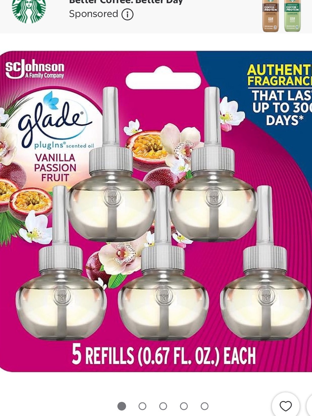 Glade Plugins Refill 5 CT, Vanilla Passion Fruit,